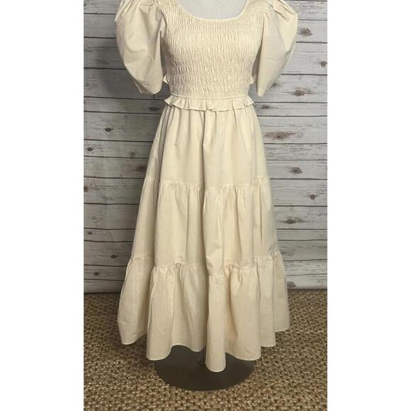 The Post cream fairycore cottagecore cotton mulit-tiered maxi dress Size Small - Picture 4 of 10